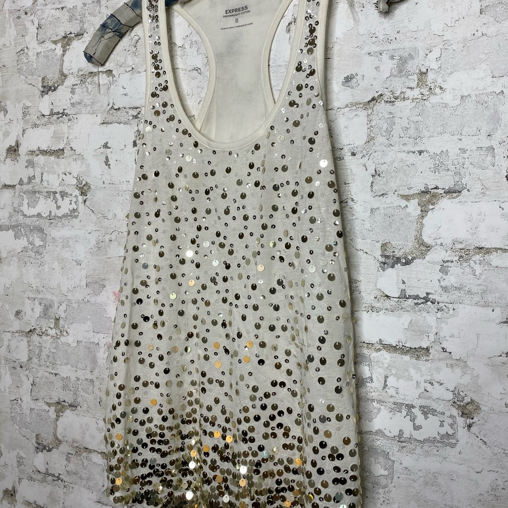 EXPRESS XS Gold Sequin Tank Top